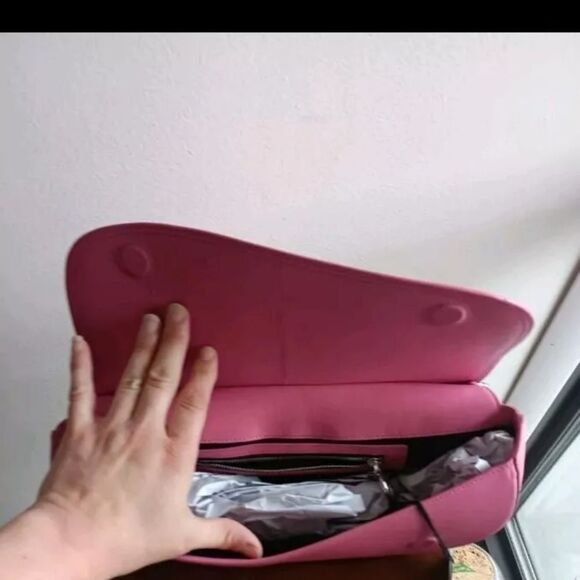 Behno Tilda Nappa Saddle Baguette Pink NWT - Picture 7 of 10